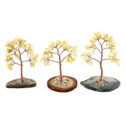 Дерево счастья на срезе агата с цитрином 65*40*90мм