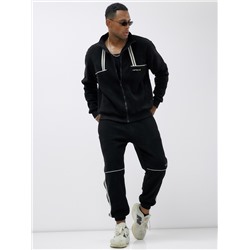 Спортивный костюм мужской демисезонный на флисе черного цвета 326Ch