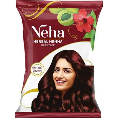 NEHA Herbal Henna NATURAL BROWN Hair Colour (Хна на травяной основе НАТУРАЛЬНЫЙ КОРИЧНЕВЫЙ, Нэха), 15 г.