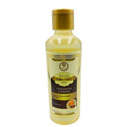 Bubble Bath CALENDULA & JOJOBA, Khadi India (Пена для ванны КАЛЕНДУЛА И ЖОЖОБА - мягкое отшелушивающее действие, ДЛЯ ВСЕХ ТИПОВ КОЖИ, Кхади Индия), 210 мл.