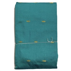Сари однотонное с Золотистой каймой, цвет СИНЕ-ЗЕЛЁНЫЙ (разный дизайн, Size: Onesize), 1 шт.