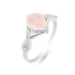 Кольцо из серебра розовый кварц, Ю-Елена