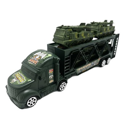 Автовоз Военный (инерцион.) + 2 танка + 2 ЗРК 32*13см / коробка HF555-11