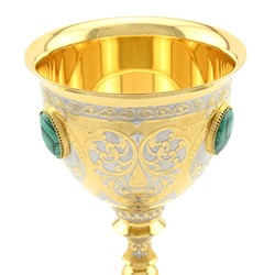 Кубок с гравировкой, вставки Малахит 130*130*230мм