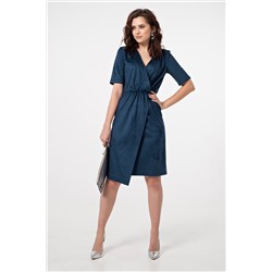 Платье замшевое с запахом синее