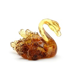 Фигурка с янтарем Лебедь 55*33*35мм цв.коньячный, 15,5г