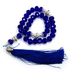 Чётки мусульманские SEW3908-71-3 СИНИЕ искусственный хрусталь (33 бусины), 1 шт.