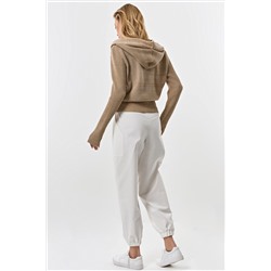 Джемпер хлопковый с капюшоном меланж бежевый