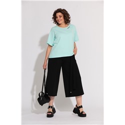 BegiModa 3013 мятный_с_черным, Блуза,  Кюлоты