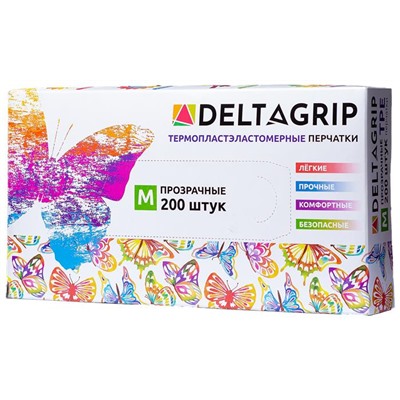 Перчатки  DELTAGRIP термопластэластомерн.нестер.неопудр.M(мин.200шт.) прозр. АКЦИЯ! СКИДКА 50%