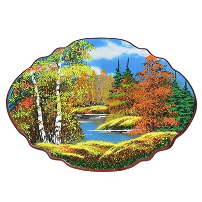 Панно с рисунком из камня, осень "облако" 50*37см, 1125г