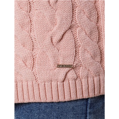 Удлиненный свитер фактурной вязки с узором косы