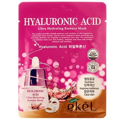 EKEL Маска тканевая д/лица с гиалур.кислотой  Hyaluronic Acid Ultra Hydrating 25мл
