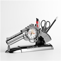 Часы-будильник "Пистолет", дискретный ход, 13 х 24 см, d циферблата=7 см