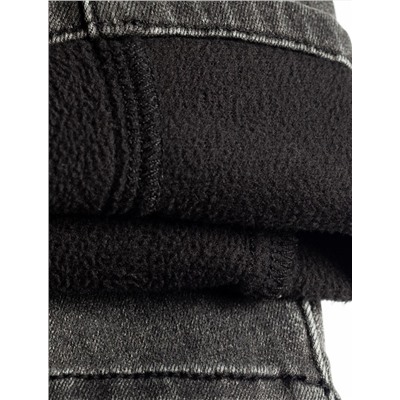 Джинсы mom-fit из эластичного денима на флисе