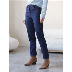 Джинсы mom-fit из эластичного денима на флисе