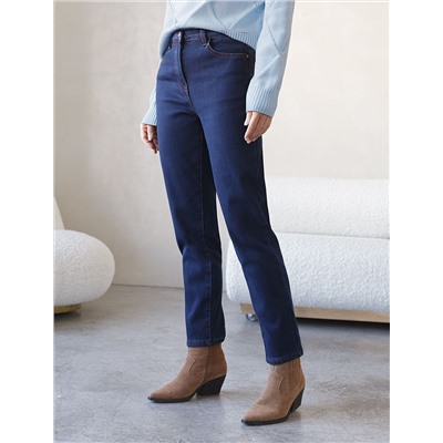 Джинсы mom-fit из эластичного денима на флисе