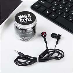 Наушники в банке, «Men's style», вакуумные, черные