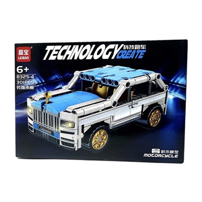 Конструктор TECHNOLOGY Джип серо-голубой 301дет. 34*24см / 8325-4