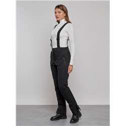 Полукомбинезон утепленный женский зимний горнолыжный черного цвета 526Ch