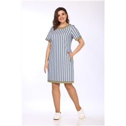 Lady Style Classic 1427/9 синий_хаки-полосы, Платье