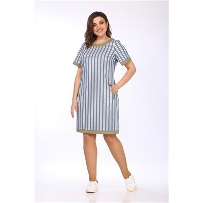Lady Style Classic 1427/9 синий_хаки-полосы, Платье