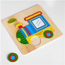 Пазл - вкладыш на деревянном основании "Паровоз", 9 элементов