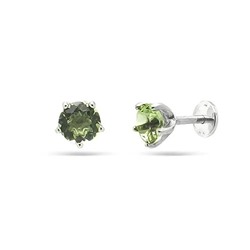 Серьги из серебра празиолит кварц, Ю-25003р
