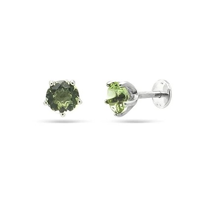 Серьги из серебра празиолит кварц, Ю-25003р