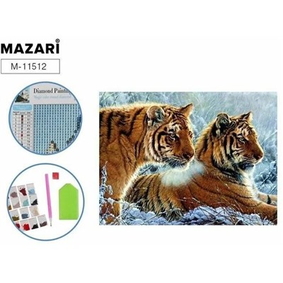 Алмазная мозаика без подрамника 20*25см Тигры полная выкладка / пакет М-11512
