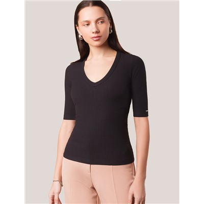 Джемпер из трикотажа в широкий рубчик