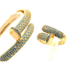 Браслет гвоздь с фианитами цв.голубой, 16см