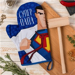 Кухонный набор «Супер папа»,варежка-прихватка 20х28см, молоток деревянный
