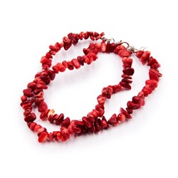 Бусы каменные КОРАЛЛ - способен изгонять злых духов и продлить жизнь владельцу (длина нити 40-45 см.), 1 шт.