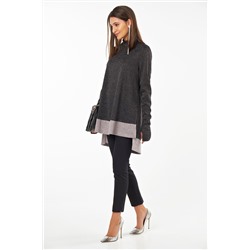 Туника трикотажная свободная с люрексом черная