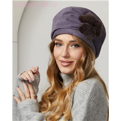 Валента замша мех.норка Берет женский флис (56-58)