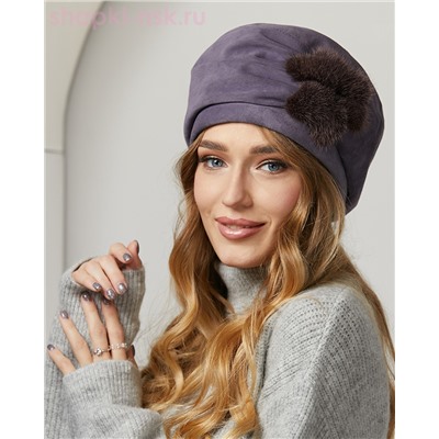 Валента замша мех.норка Берет женский флис (56-58)