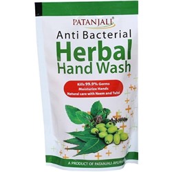 Anti Bacterial HERBAL Hand Wash, Patanjali (Антибактериальное ТРАВЯНОЕ жидкое мыло для рук, Патанджали), пакет, 200 мл.