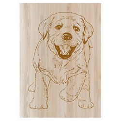 Набор досок с рисунком для выжигания А5 и А4 «Игривый щенок» и «Слониха со слоненком» (4 штуки)