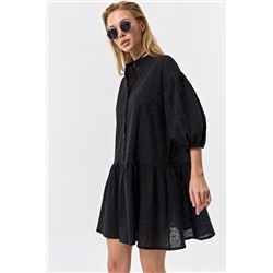 Платье летнее кружевное свободное из хлопка черное