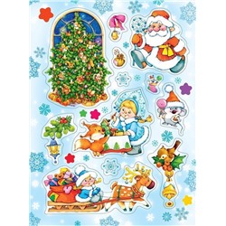 Коллекция зимних наклеек (синяя)