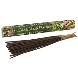 Hem Incense Sticks GINGER GREEN TEA  (Благовония ИМБИРЬ - ЗЕЛЕНЫЙ ЧАЙ, Хем), уп. 20 палочек.
