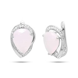 Серьги из серебра розовый кварц, МЦВ006
