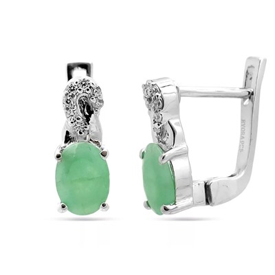 Серьги из серебра изумруд берилл, Инара