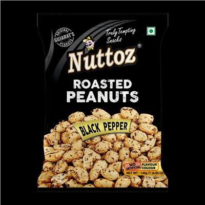 Roasted Peanuts BLACK PEPPER, Nuttoz (Жареный арахис ЧЁРНЫЙ ПЕРЕЦ, Наттоз), 140 г.