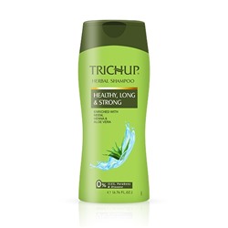 Trichup Herbal Shampoo HEALTHY, LONG & STRONG, Vasu (Тричуп Травяной шампунь ЗДОРОВЫЕ ДЛИННЫЕ И СИЛЬНЫЕ, Обогащен Нимом, Хной и Алоэ (алое) Вера, Васу), ЗЕЛЕНАЯ БУТЫЛКА, 400 мл
