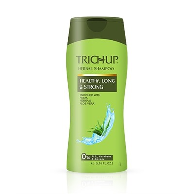 Trichup Herbal Shampoo HEALTHY, LONG & STRONG, Vasu (Тричуп Травяной шампунь ЗДОРОВЫЕ ДЛИННЫЕ И СИЛЬНЫЕ, Обогащен Нимом, Хной и Алоэ (алое) Вера, Васу), ЗЕЛЕНАЯ БУТЫЛКА, 400 мл