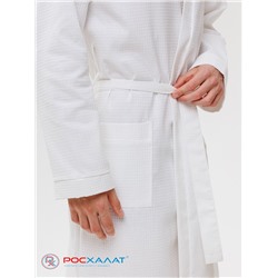 Мужской вафельный халат с планкой белый В-03 (9)