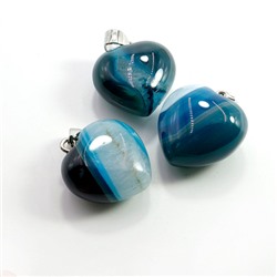 Сердечко ОБЪЁМНОЕ, из камня СИНИЙ АГАТ - привлекает энергию счастья и удачи (2 на 2 см.), 1 шт.