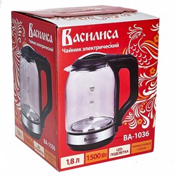 Чайник электрический 1500 Вт, 1,8 л ВАСИЛИСА ВА-1036 черный